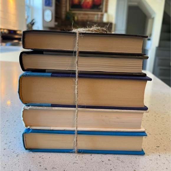 Decorative Book Stack For Staging/Vignettes in Moody Blue Tones Set of 5 - Picture 3 of 4